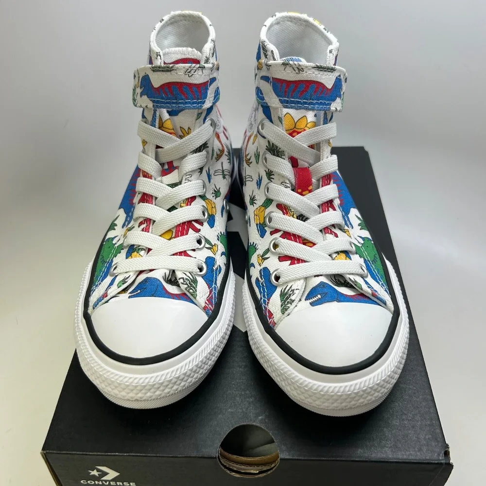 Converse Chuck Taylor‎ All Star Dinoverse Kids High Top Shoes Size 2  White